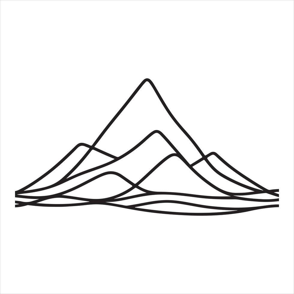 one line Mountain silhouette on white background vector