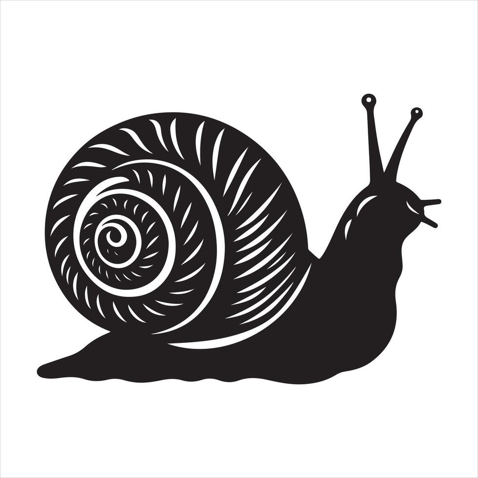 snail black silhouette white background vector