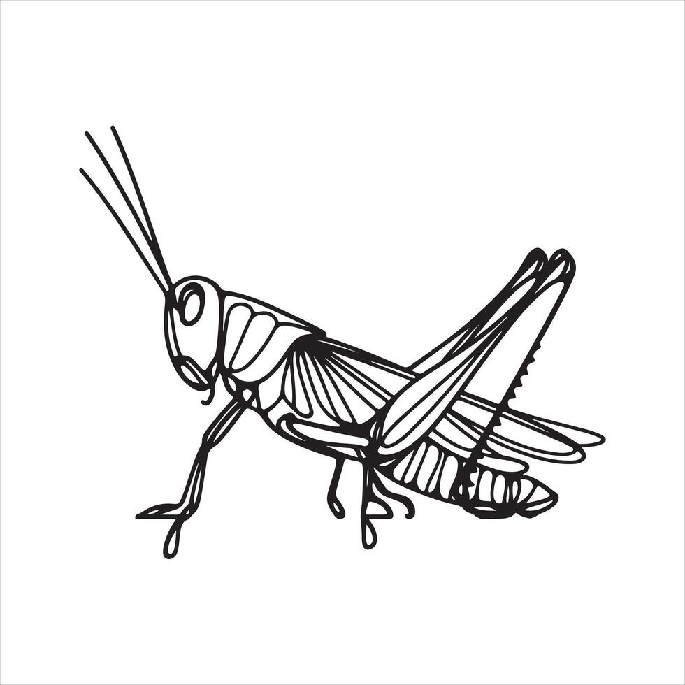 single one line grasshopper silhouette on white background vector