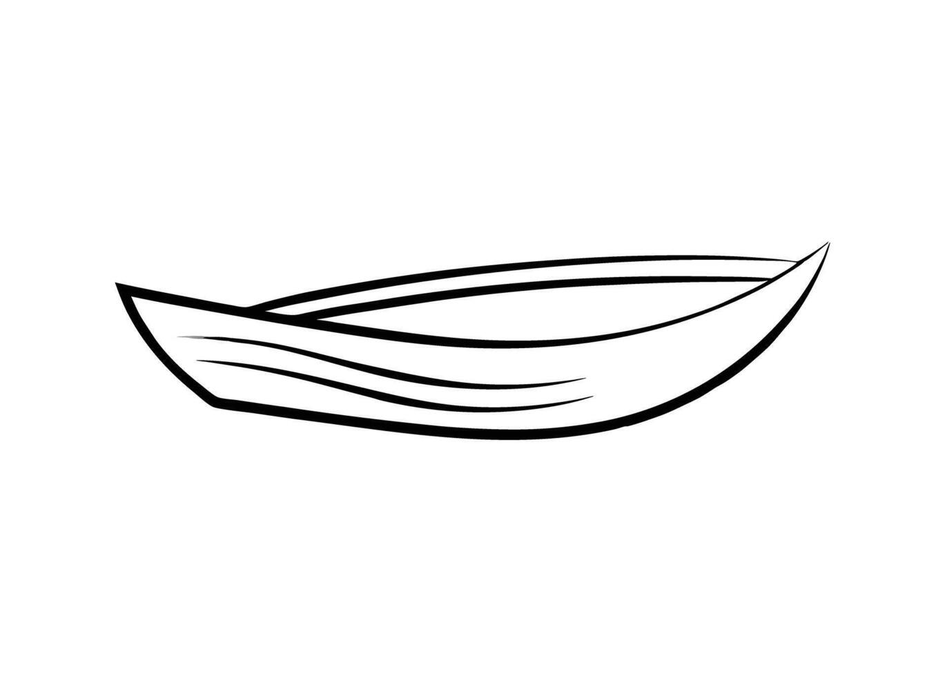 Minimalist rowboat line art with elegant flowing curves vector