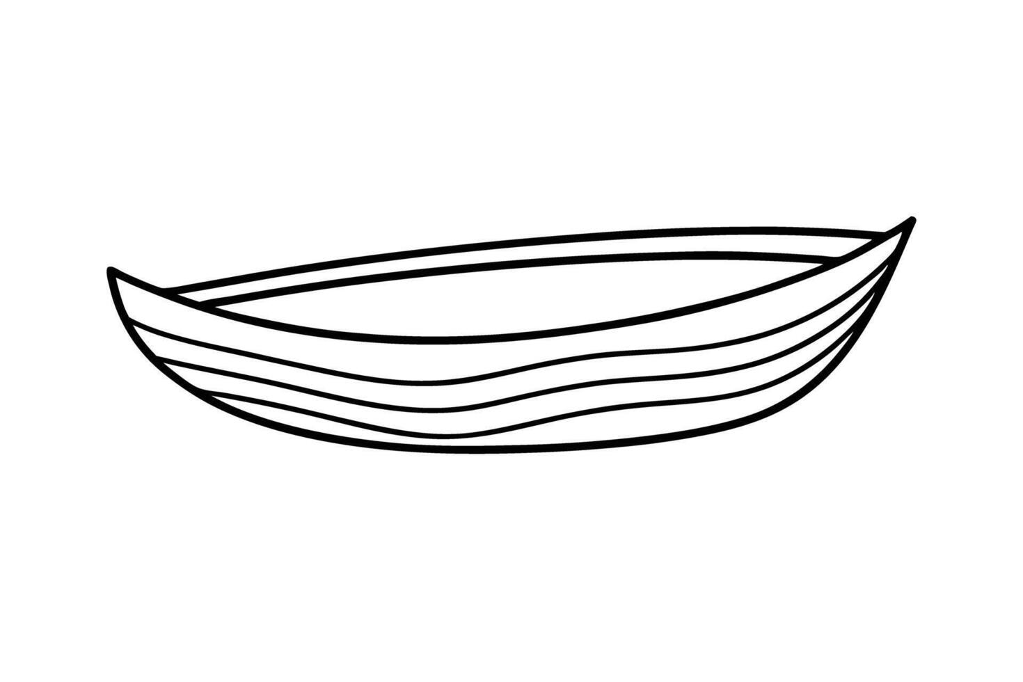 Sleek rowboat contour drawing featuring graceful curves vector