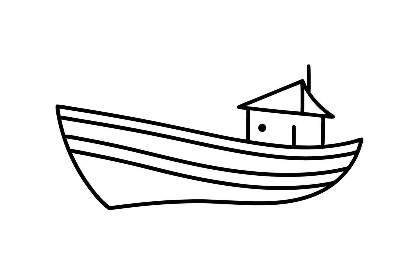 Intricate fishing boat drawing featuring delicate details and creative line artistry exquisitely vector