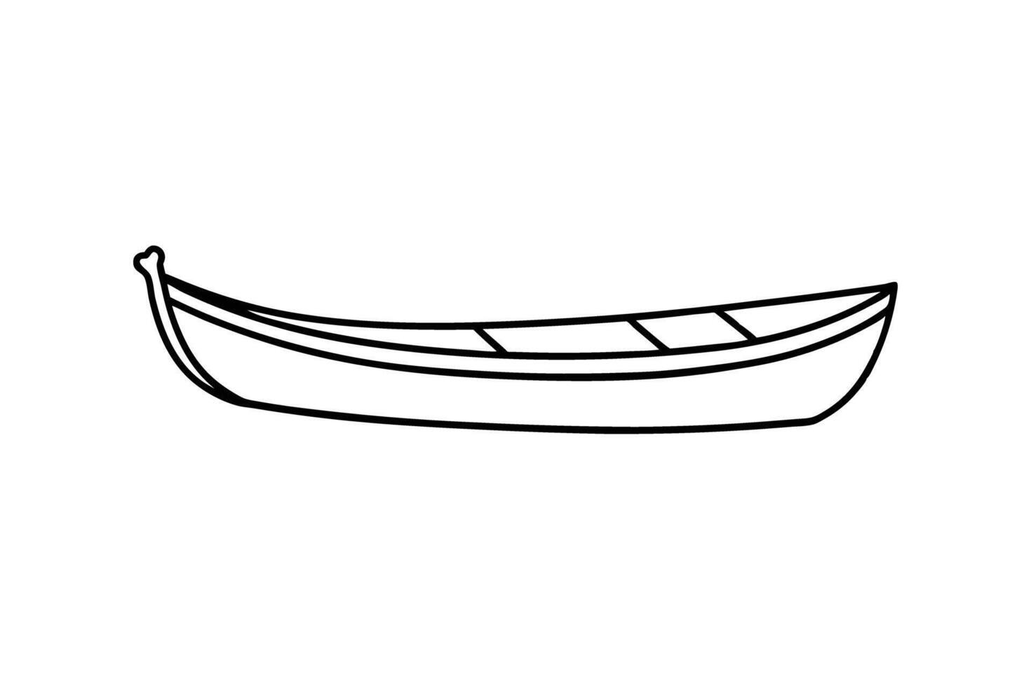 Modern isolated clean canoe silhouette with clear simple bold strokes distinct vector