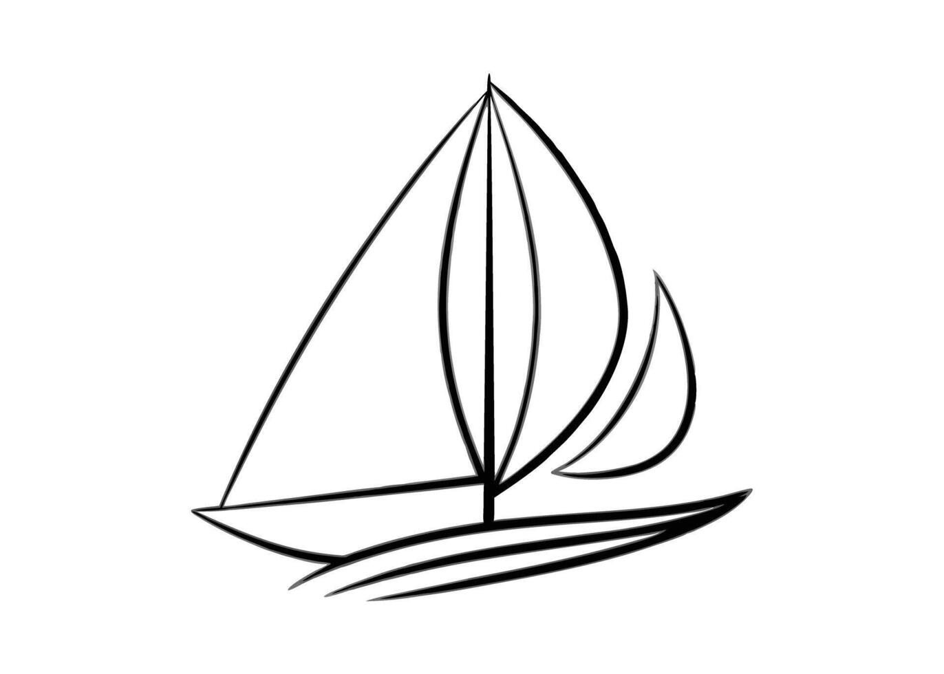 Artful minimalist sailboat depiction featuring gentle curves and seamless continuous outlines nicely vector