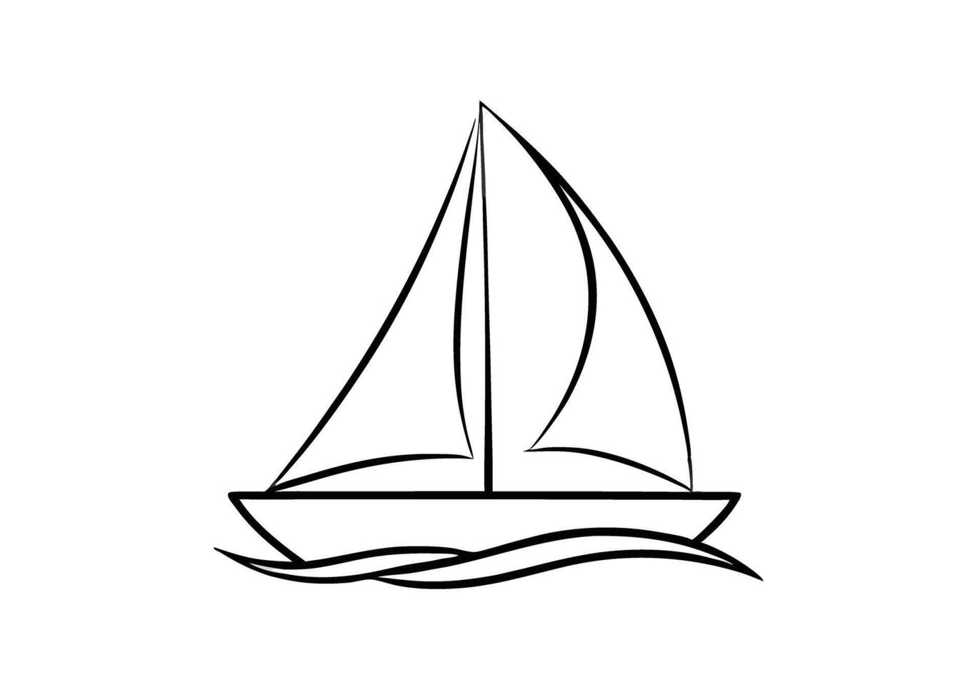 Elegant minimalist sailboat design showcasing smooth continuous artistic lines uniquely vector