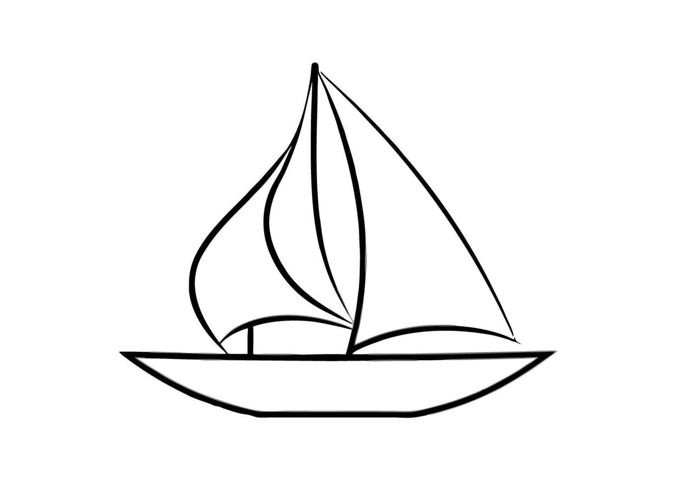 Minimalist sailboat illustration exhibiting gracefully refined artistic line dynamics vector