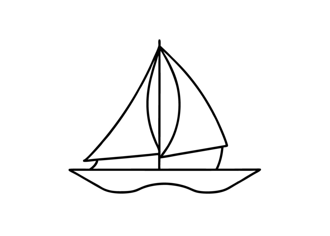 Minimalist sailboat illustration showcasing gracefully dynamic artistic line expressions vector