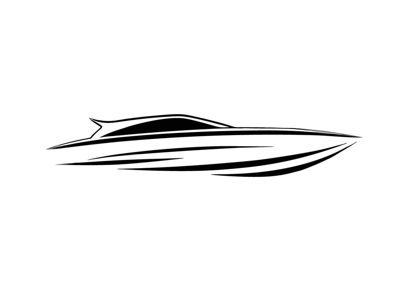 Sleek speedboat silhouette with dynamic clean strokes and an exceptionally modern outline finely vector
