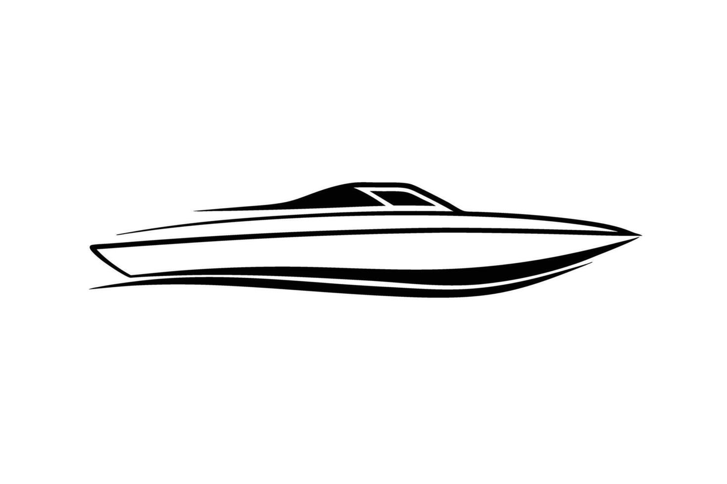 Striking sleek speedboat profile rendered in dynamic crisp style with modern precision for impact vector