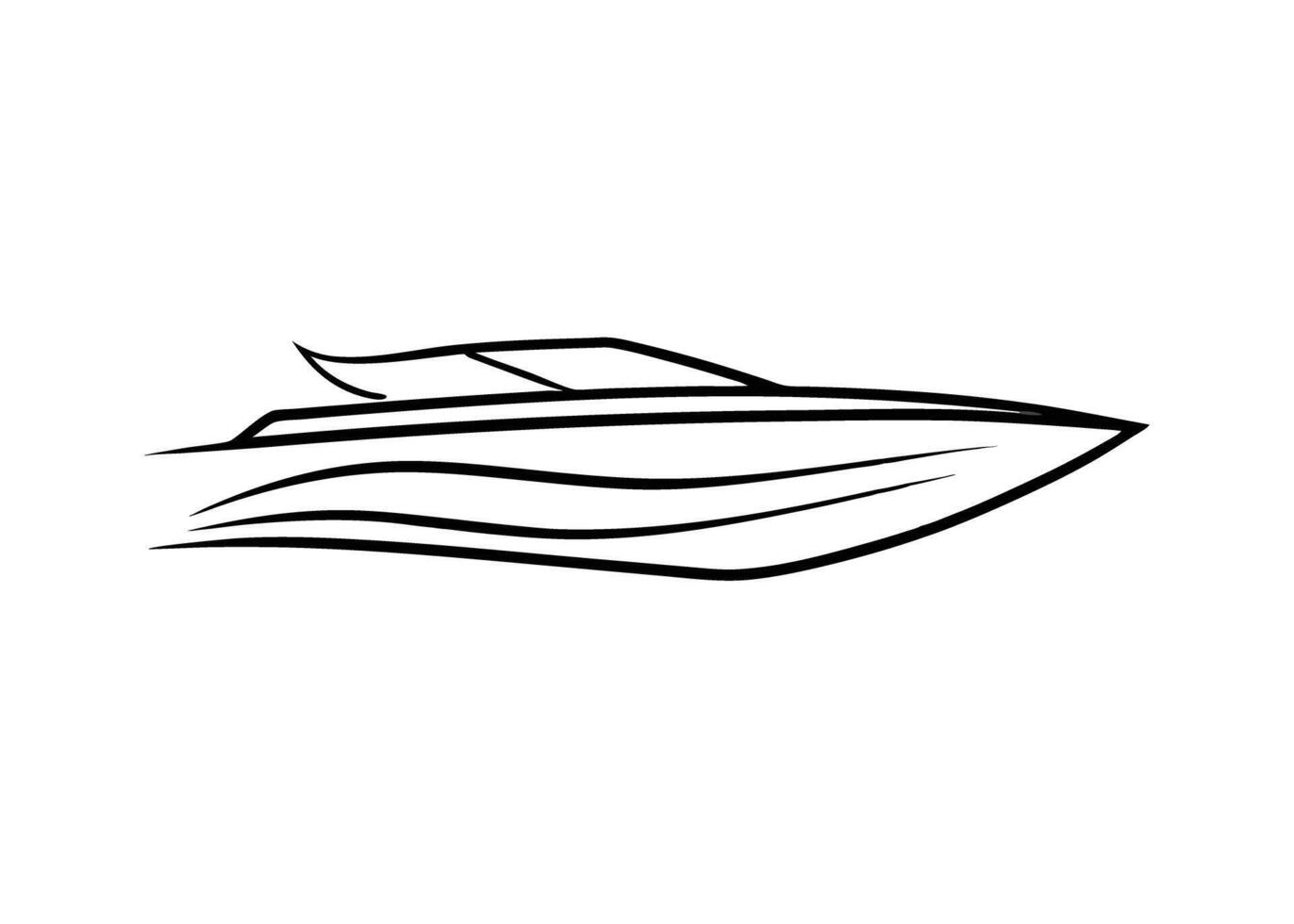 Sleek speedboat drawing featuring dynamic continuous motion and gracefully flowing artistic lines with vibrant energy vector