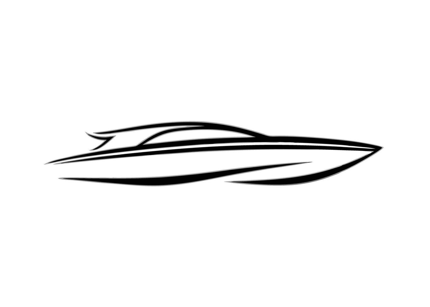 Precise sleek speedboat profile with dynamic precise strokes and remarkably clean minimalist lines expertly vector