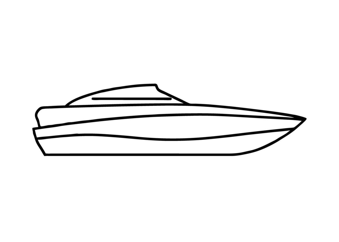 Modern streamlined motorboat drawing showcasing dynamic clean artistic curves bold vector