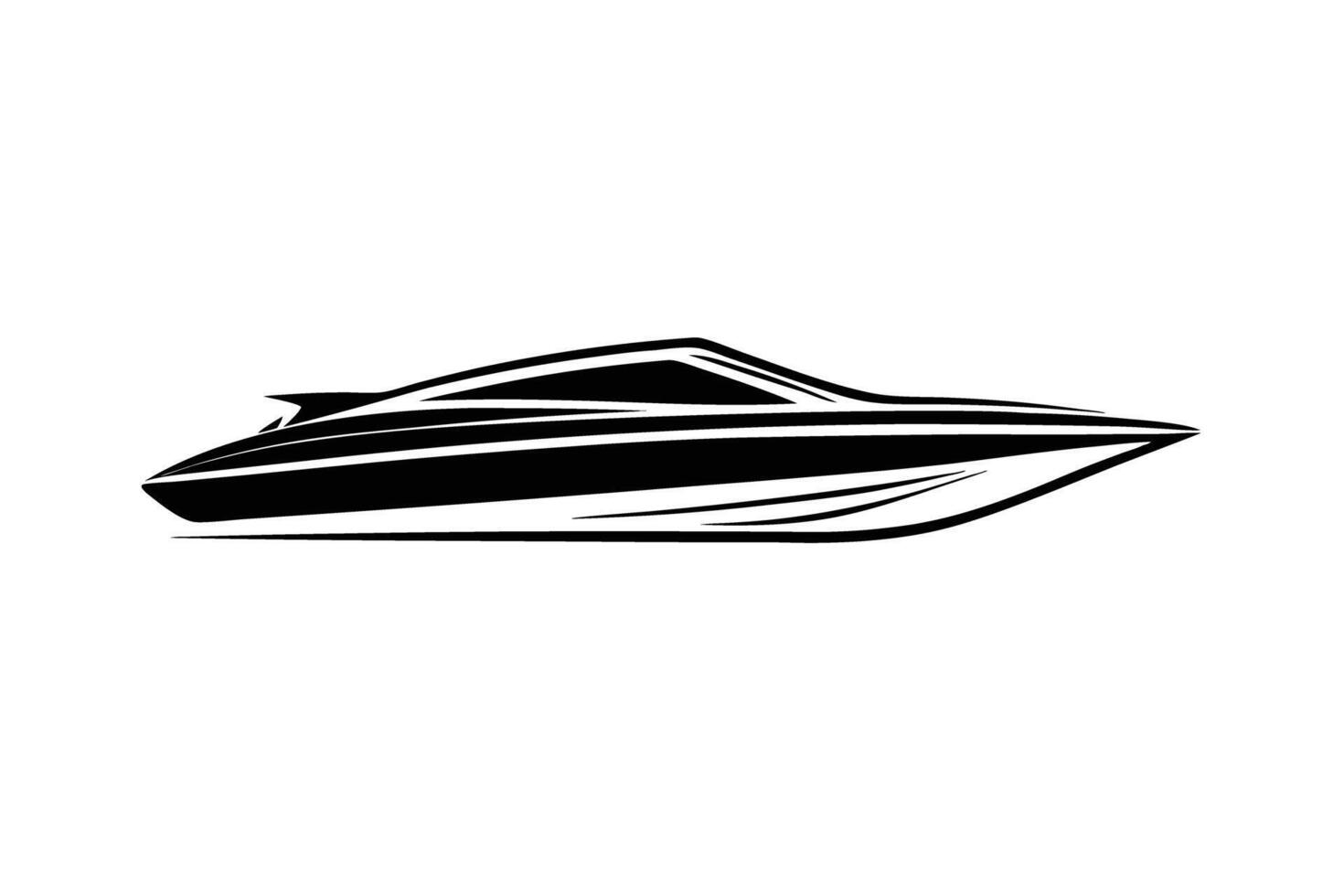Sleek speedboat profile rendered in dynamic crisp detail with modern edge vector