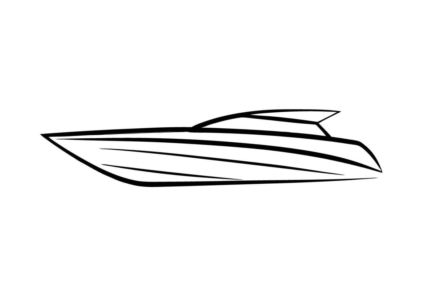 Streamlined motorboat profile with crisp elegant detailing and refined balance vector