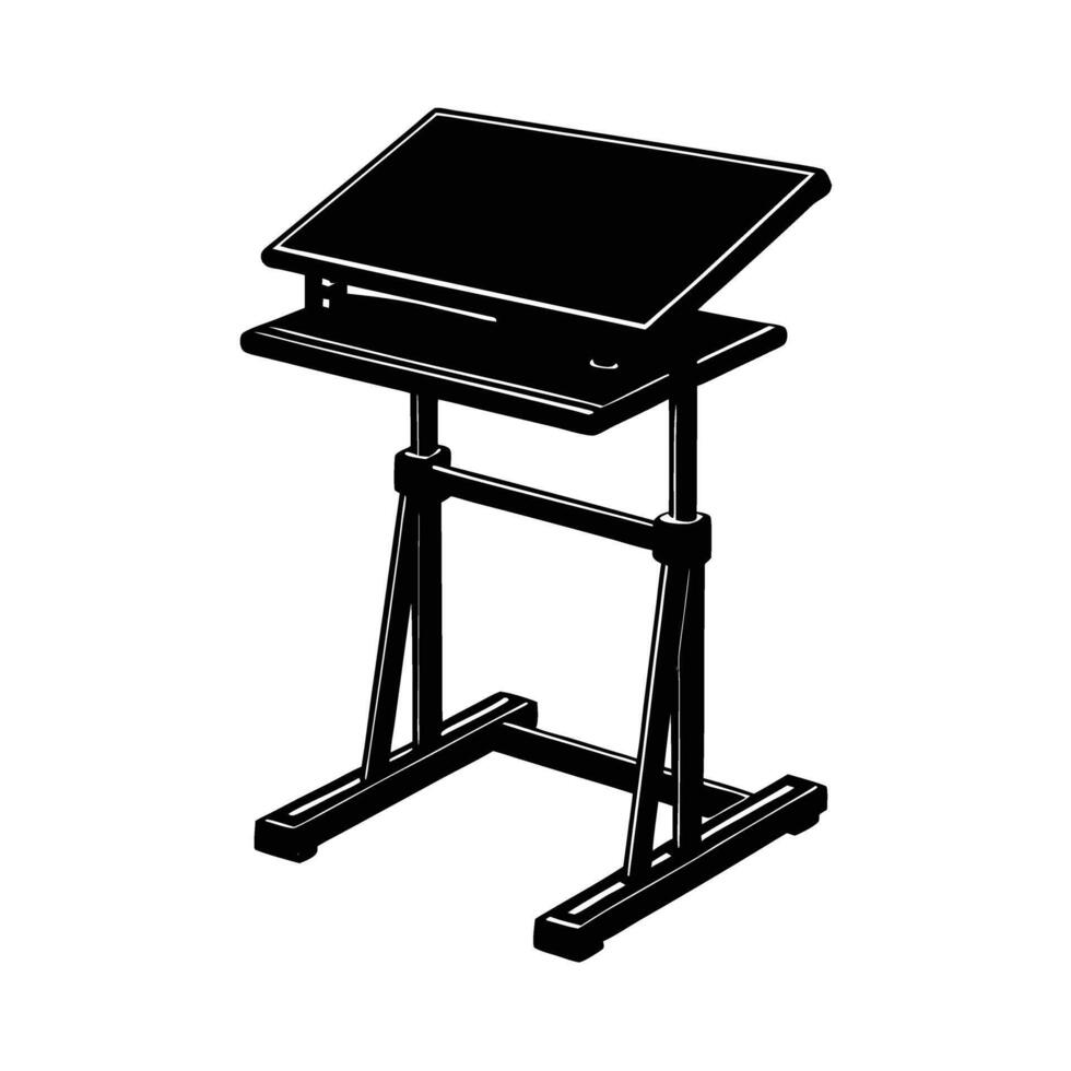 Sleek standing desk silhouette offering modern office efficiency and style vector