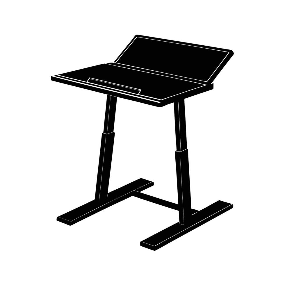 Modern standing desk silhouette designed for ergonomic office productivity vector