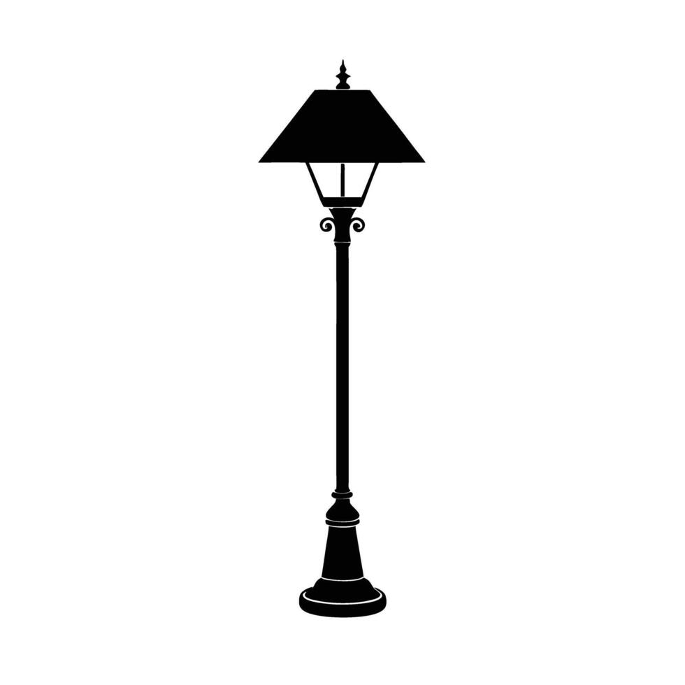 Contemporary standing lamp silhouette illuminating modern office workspaces vector