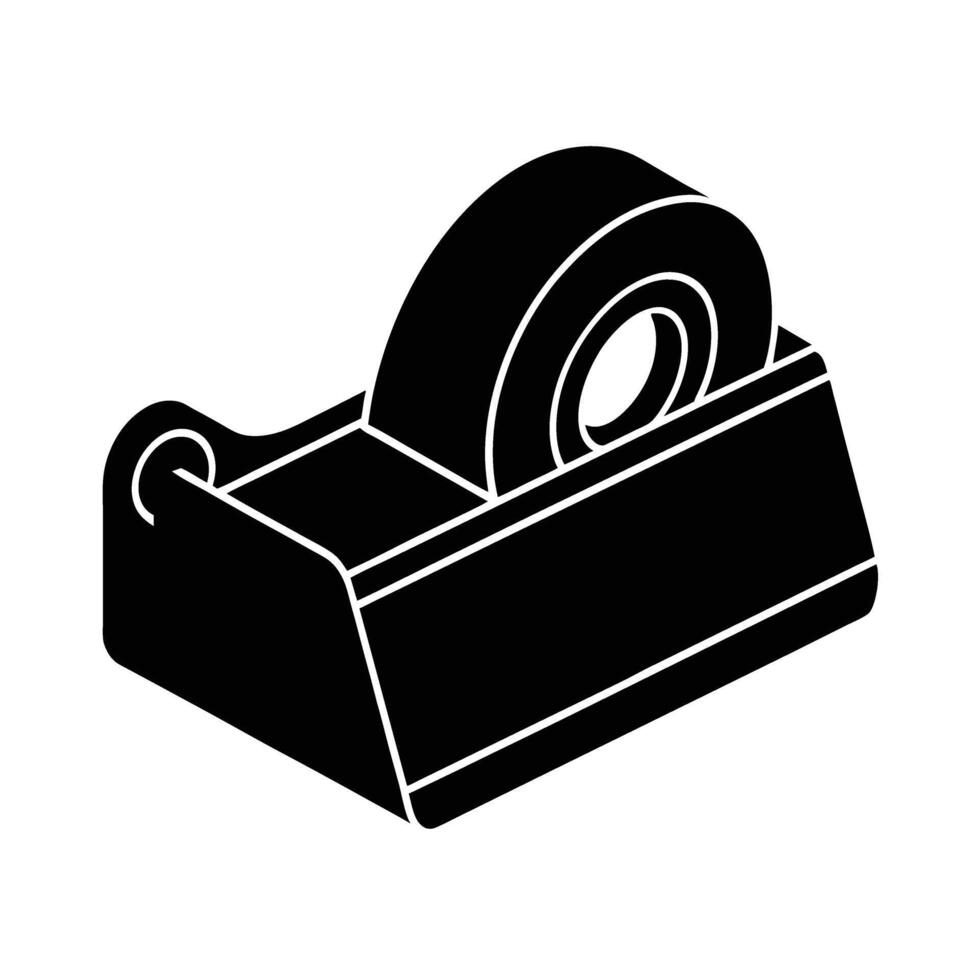 Business sticky tape dispenser silhouette for precise office labeling and repair vector