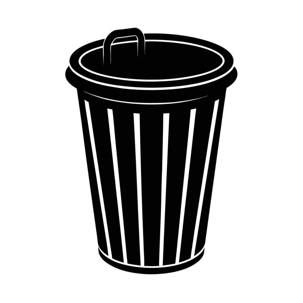 Wastebasket silhouette for efficient office waste management and recycling vector