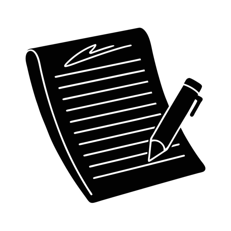 Paper document with signature silhouette for secure contract finalization vector