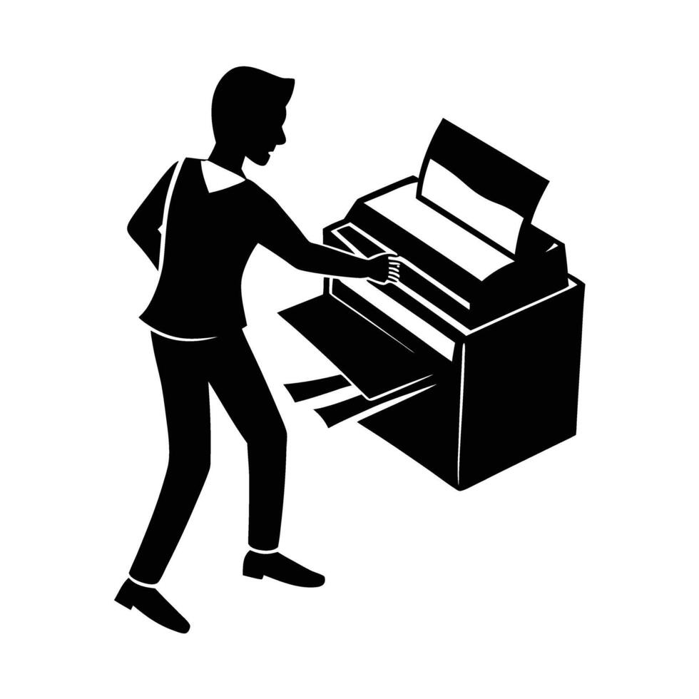 Printer ejecting a printed document silhouette for rapid office output vector