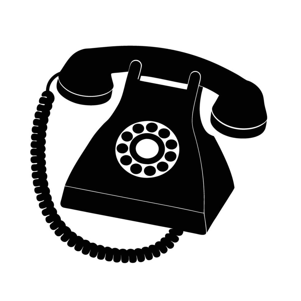 Business silhouette of office telephone with corded receiver symbolizing reliable communication vector