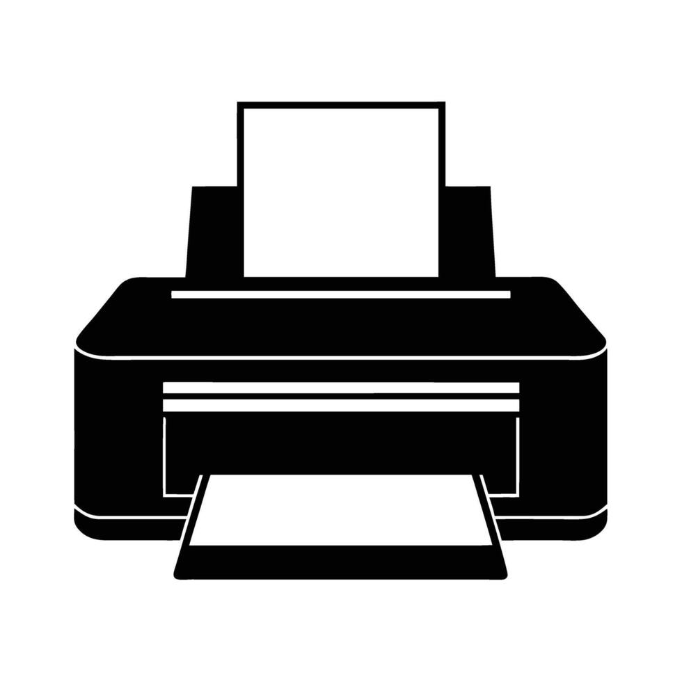 Business silhouette of office printer with paper output for document production vector