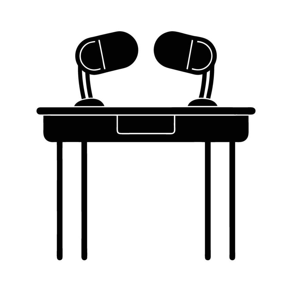 Business silhouette of wireless earbuds on a desk representing modern audio solutions vector