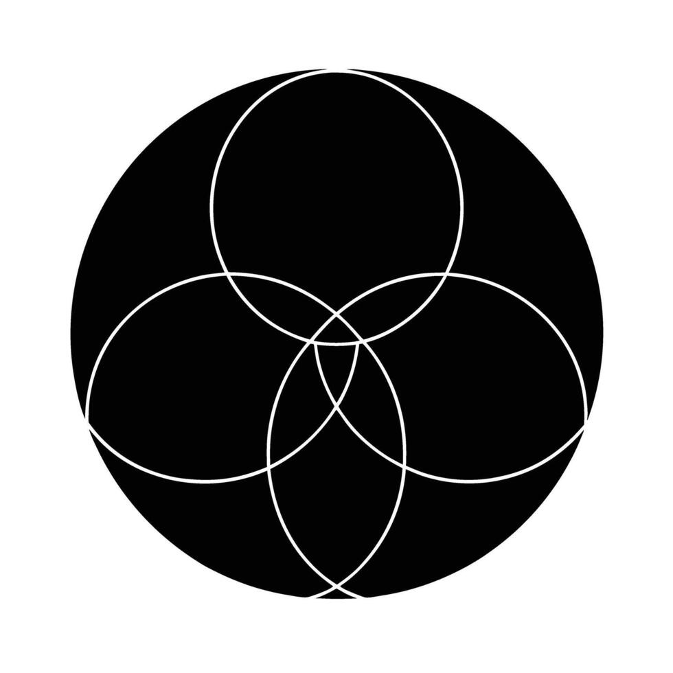 Simple venn diagram silhouette on white background for concept integration vector