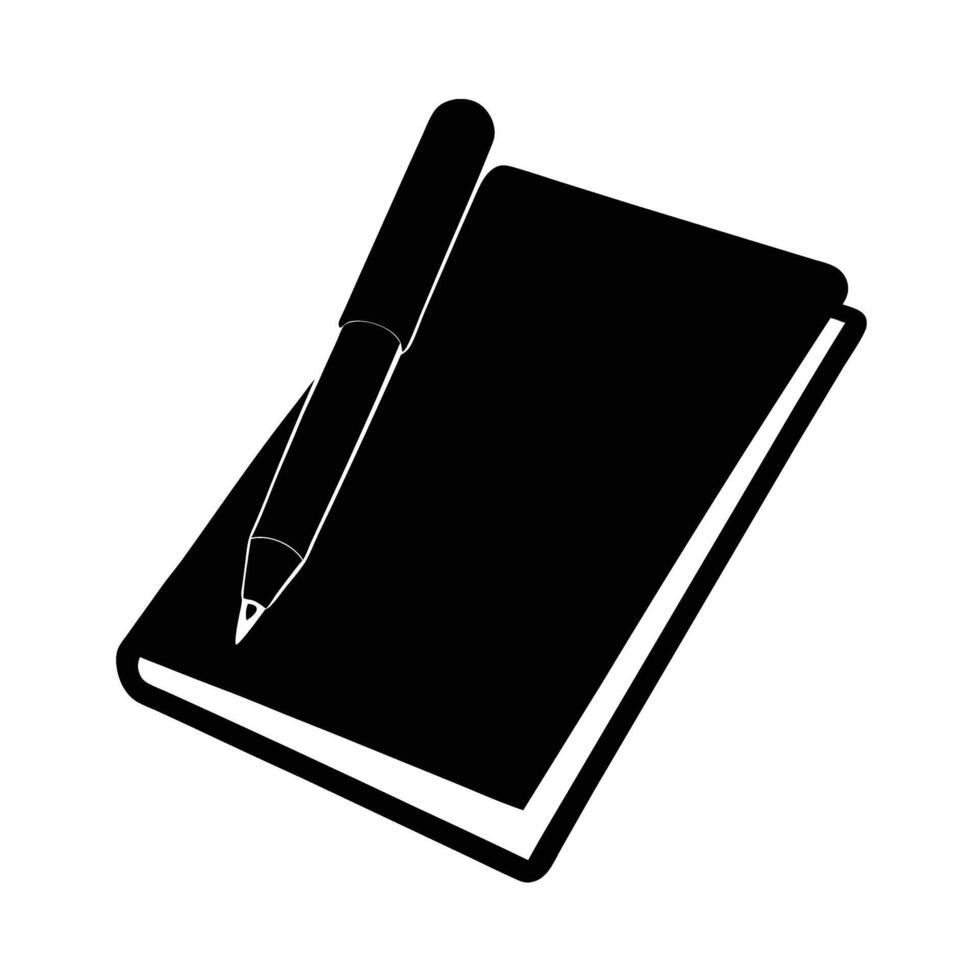 Notepad with pen resting on top silhouette for creative idea capture vector