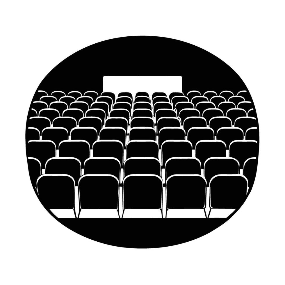 Auditorium full of seats silhouette for large-scale corporate events vector