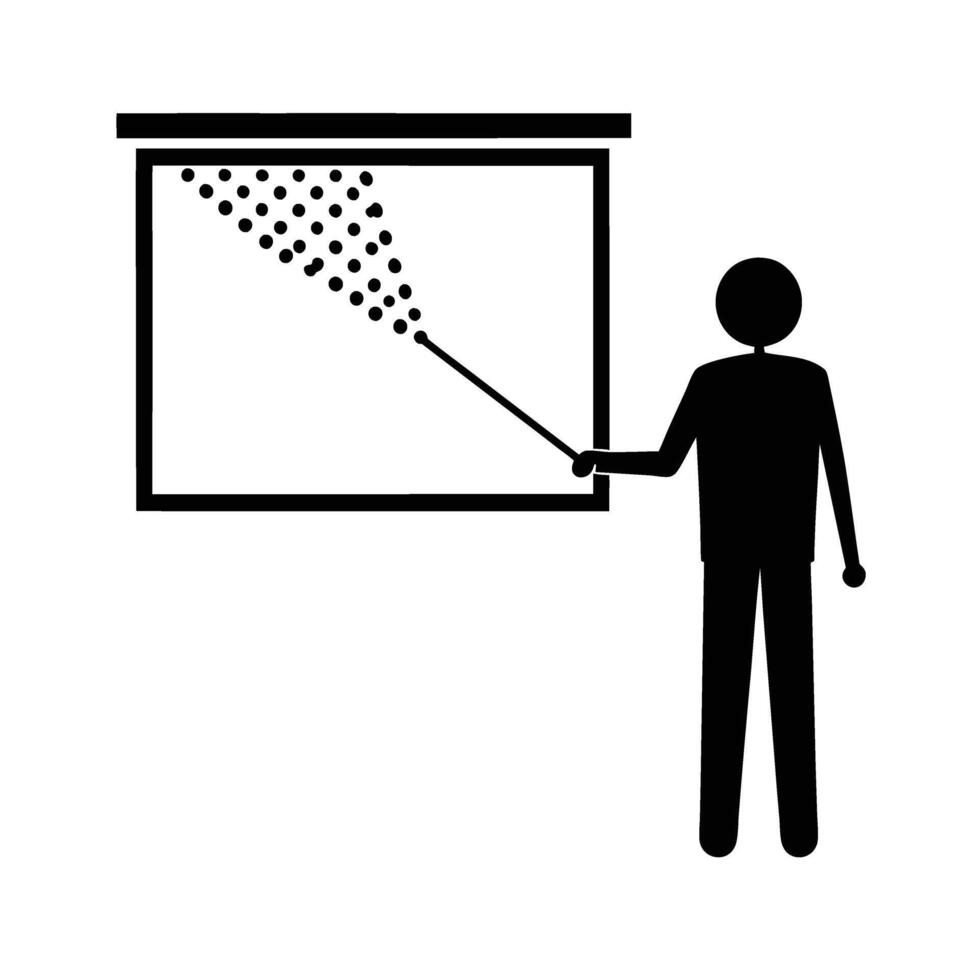 Laser pointer dot on presentation screen silhouette for precise guidance vector