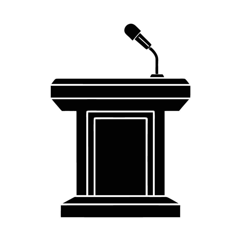 Business silhouette of office podium with microphone for impactful presentations vector