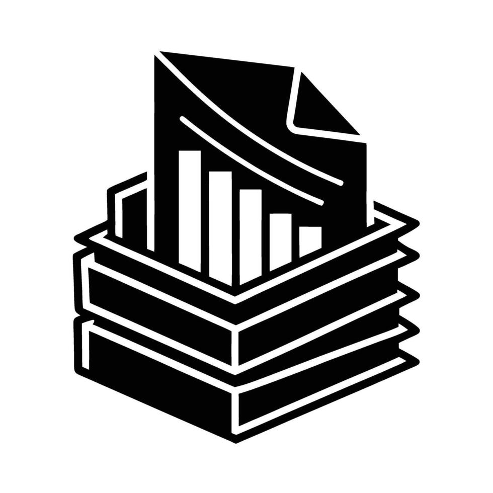 Business silhouette of office documents with financial charts for analytical review vector