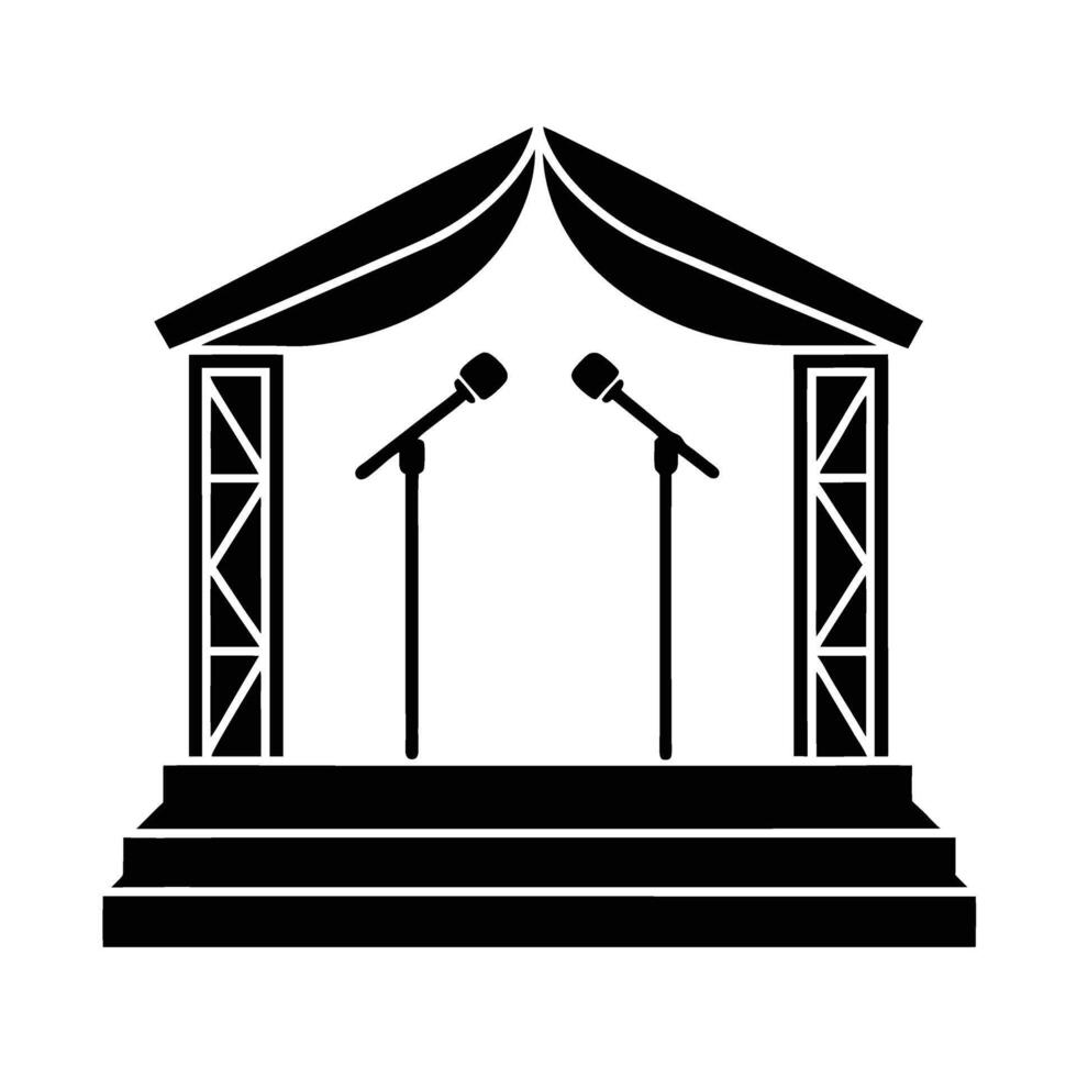 Business silhouette of standing microphone on conference stage symbolizing effective public speaking vector