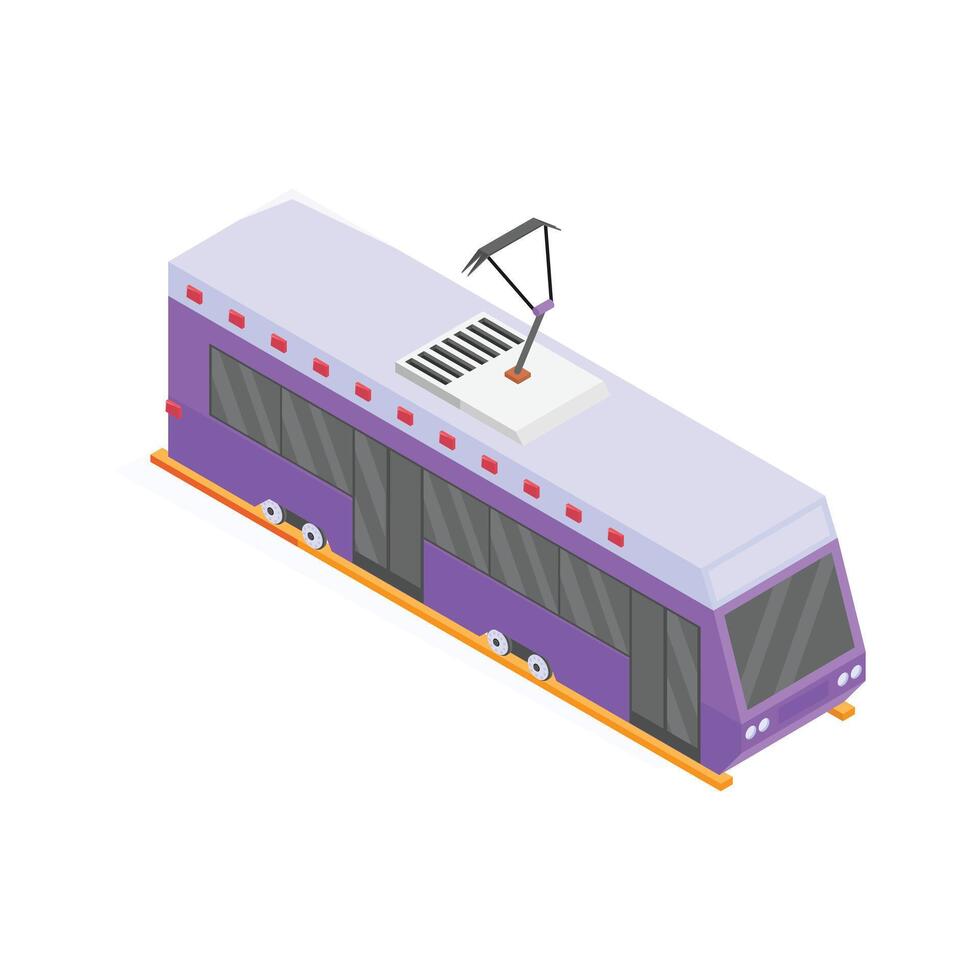Get this amazing icon of tram, electric powered public transportation vector