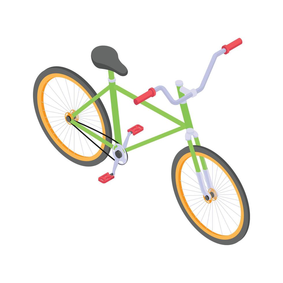 Isometric bicycle icon representing sustainable and eco-friendly transportation. vector