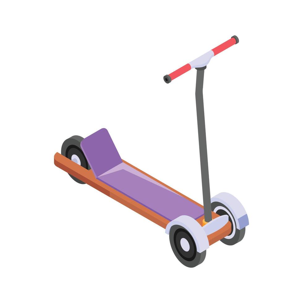 A vibrant isometric illustration of a modern scooter, vector