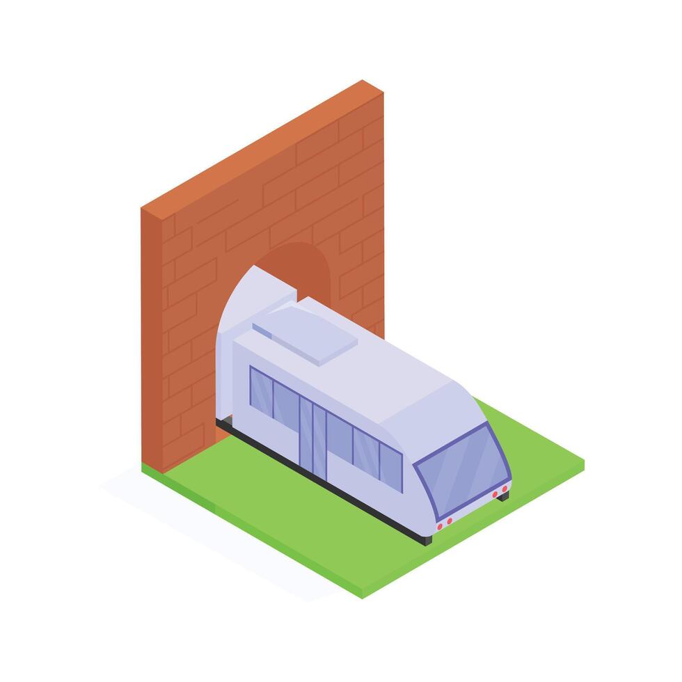 Isometric subway entrance icon representing underground metro stations. vector