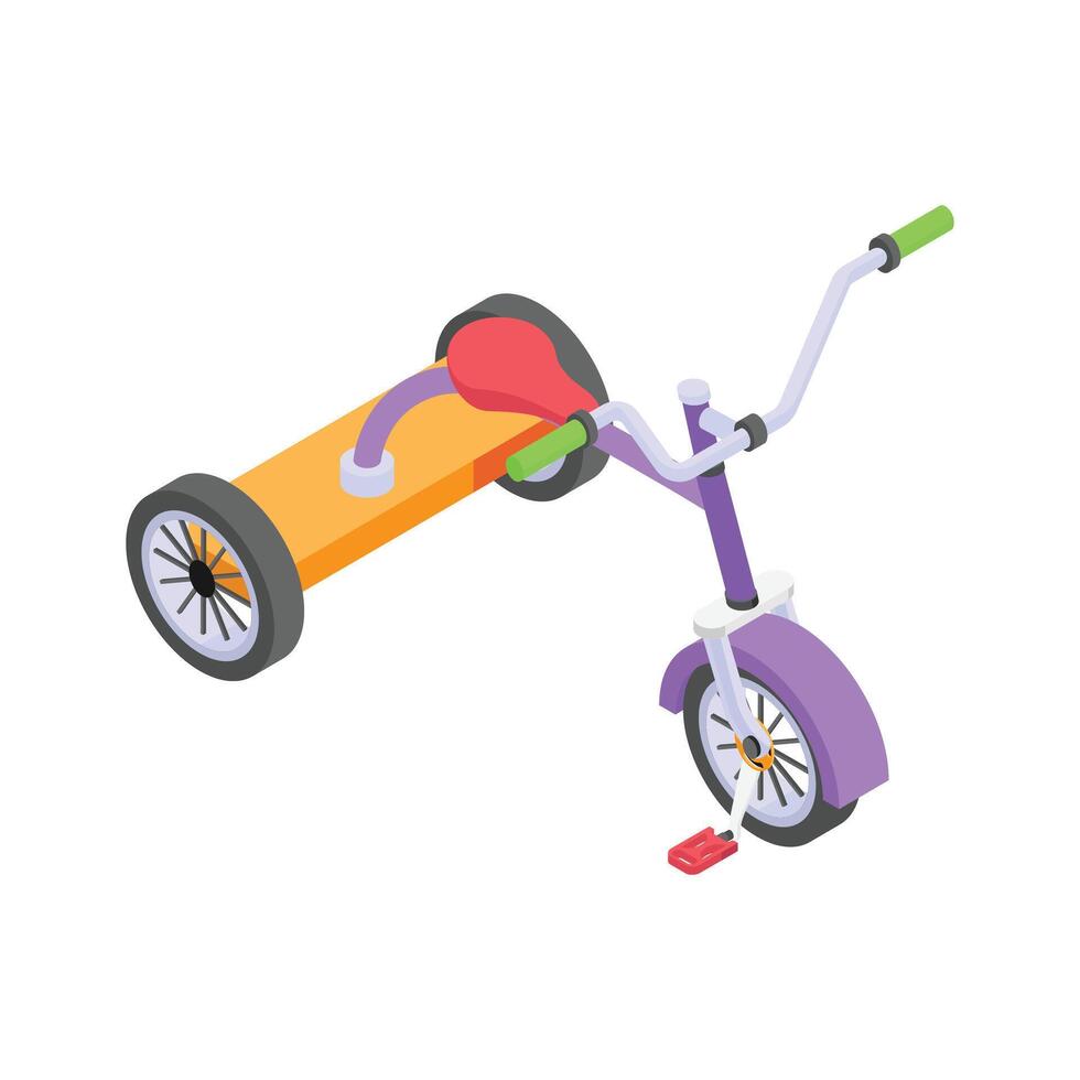 Isometric tricycle icon representing kids transport and recreation. vector