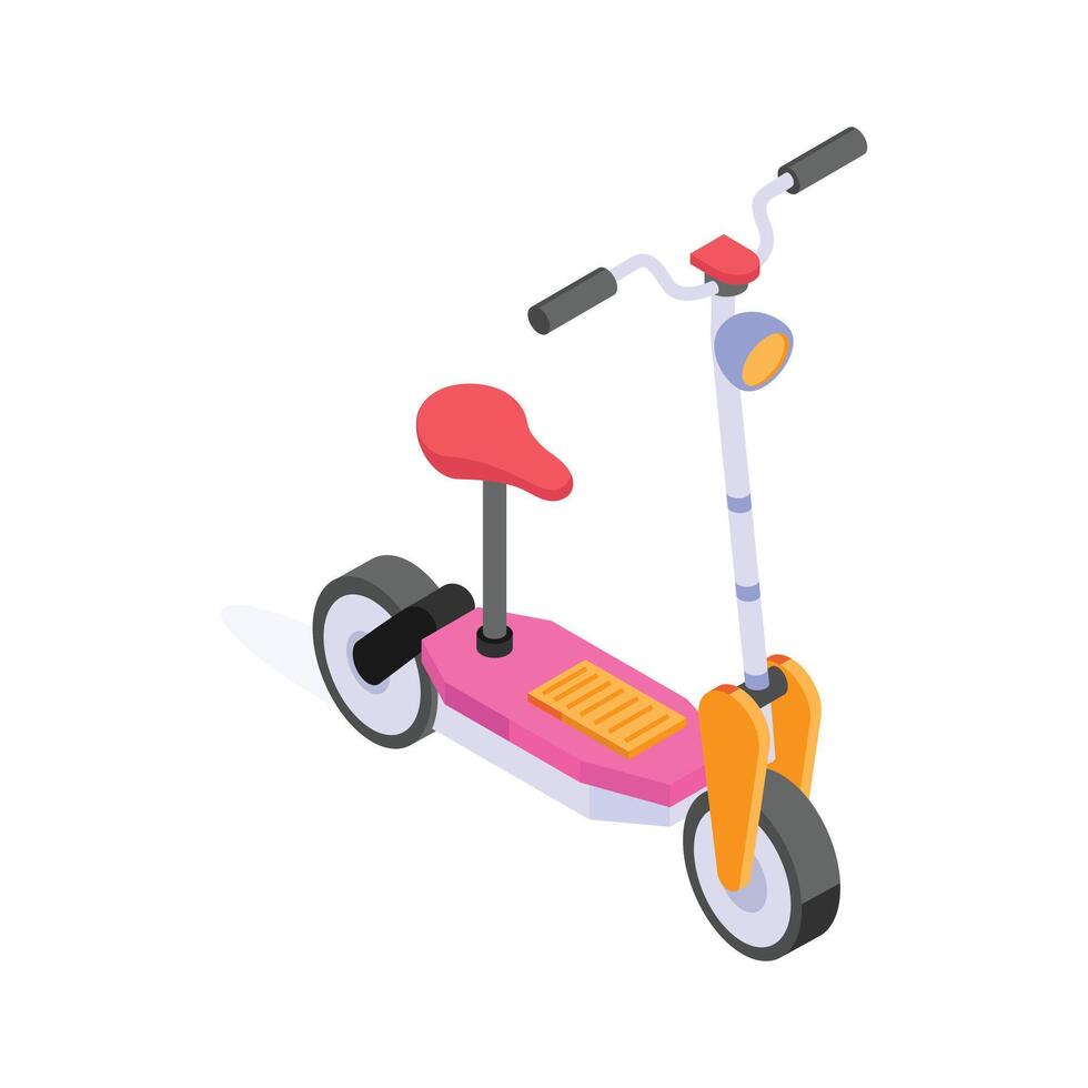 A vibrant isometric illustration of a modern scooter vector
