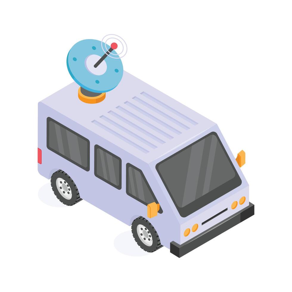 Take a look at this amazing icon of satellite van in modern style vector