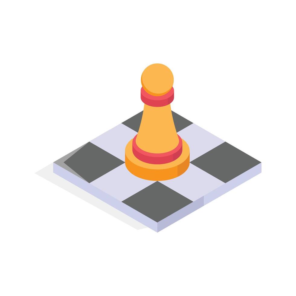 Strategic chess pawn piece on a checkerboard. vector