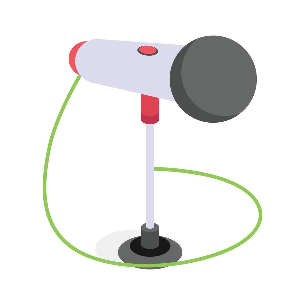 A vibrant isometric icon of a microphone on a stand. vector