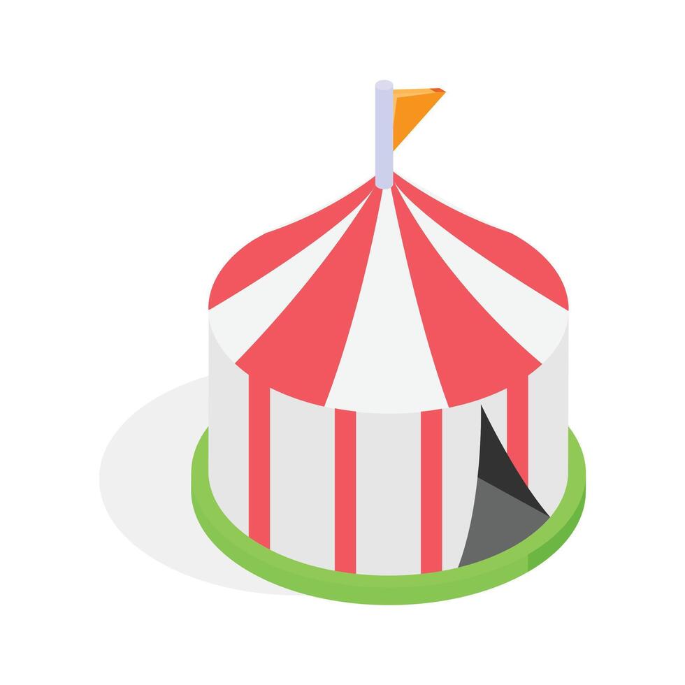 An isometric, cartoon style illustration of a circus tent. vector