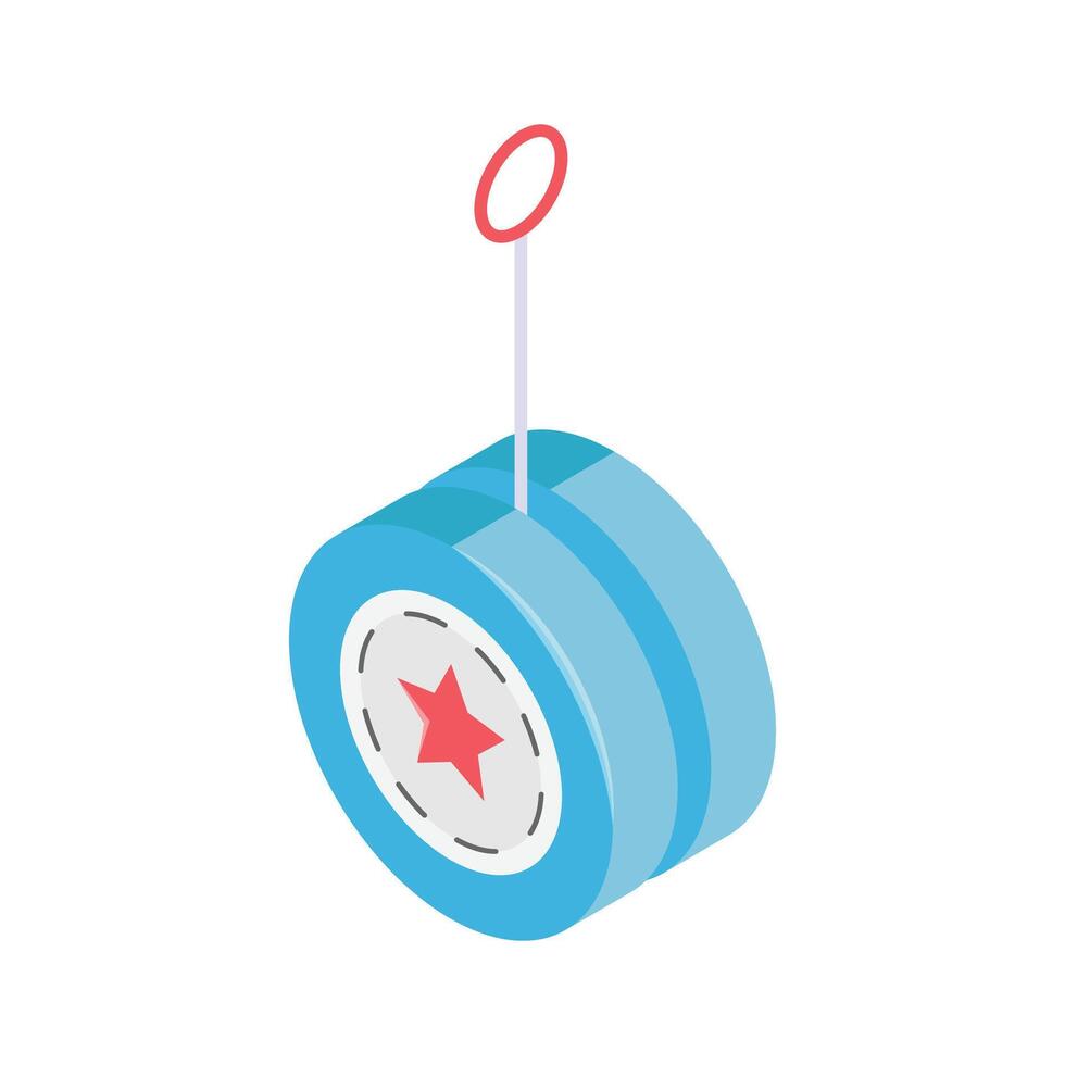 A vibrant isometric illustration showcases a classic yoyo vector