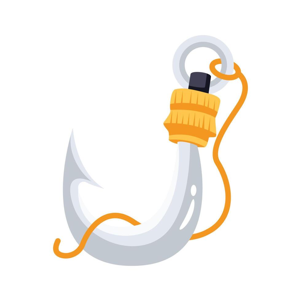 An editable 3d style icon of fishing hook vector