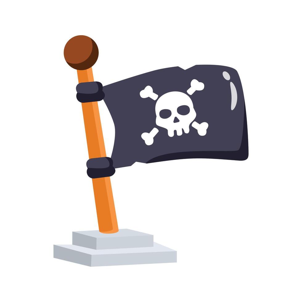 Easy to edit 3d style icon of skull pirate flag vector