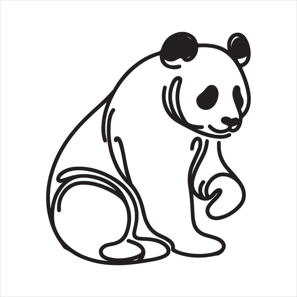 one line panda silhouette vector