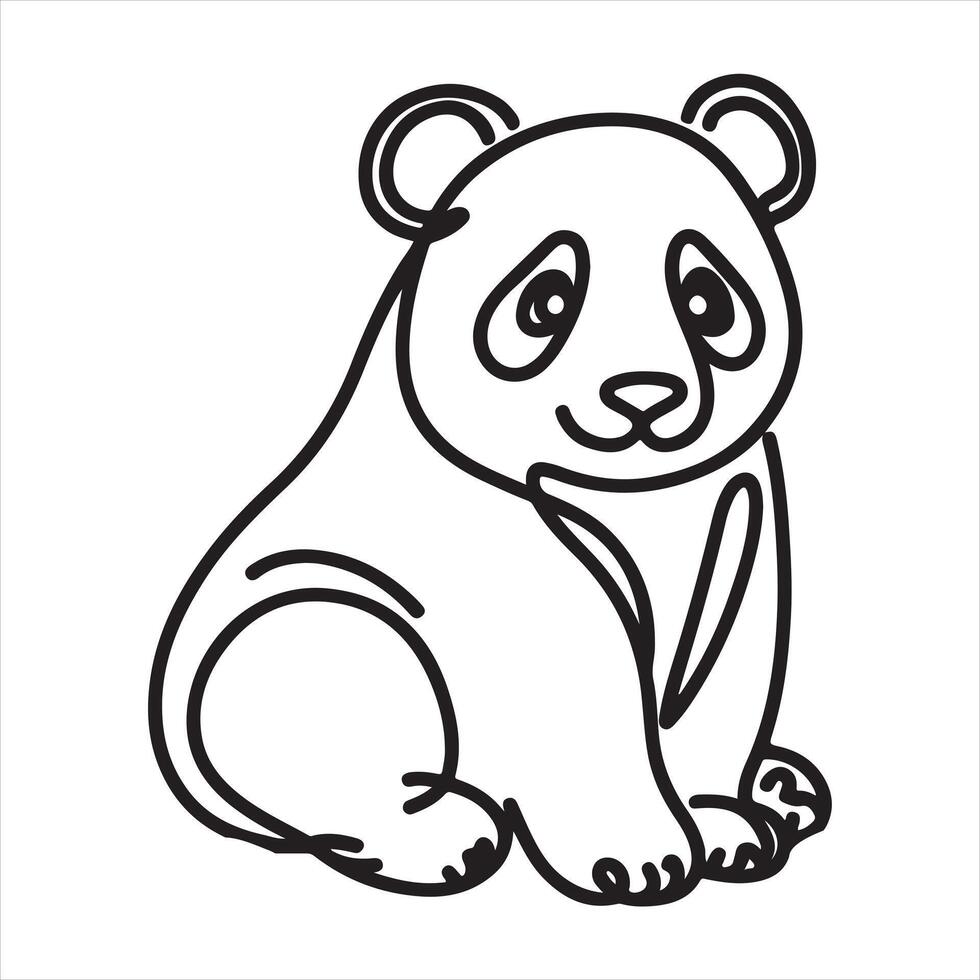 single one line panda silhouette vector